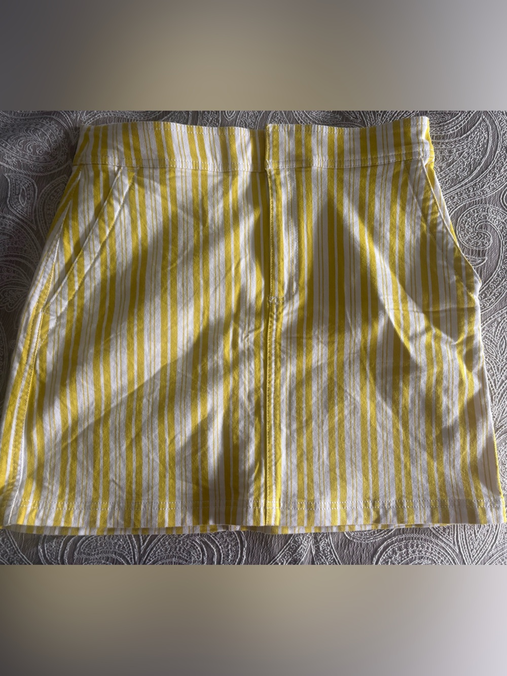 LOFT Yellow and White Striped Skirt